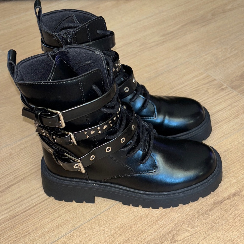Two pairs Zara Black Kids Studded Boots